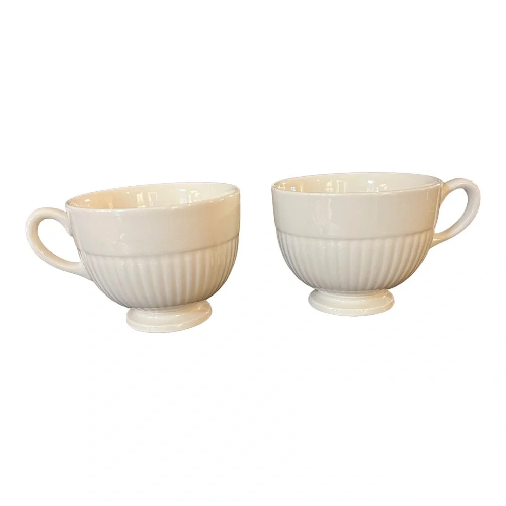 Wedgwood Edme Footed Coffee Tea Cups Fine China set of Two